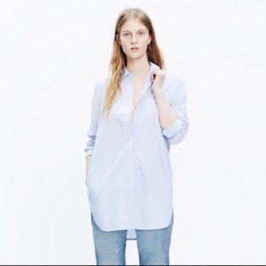 Madewell Double Stripe Boyfriend Tunic Button Down with Pockets